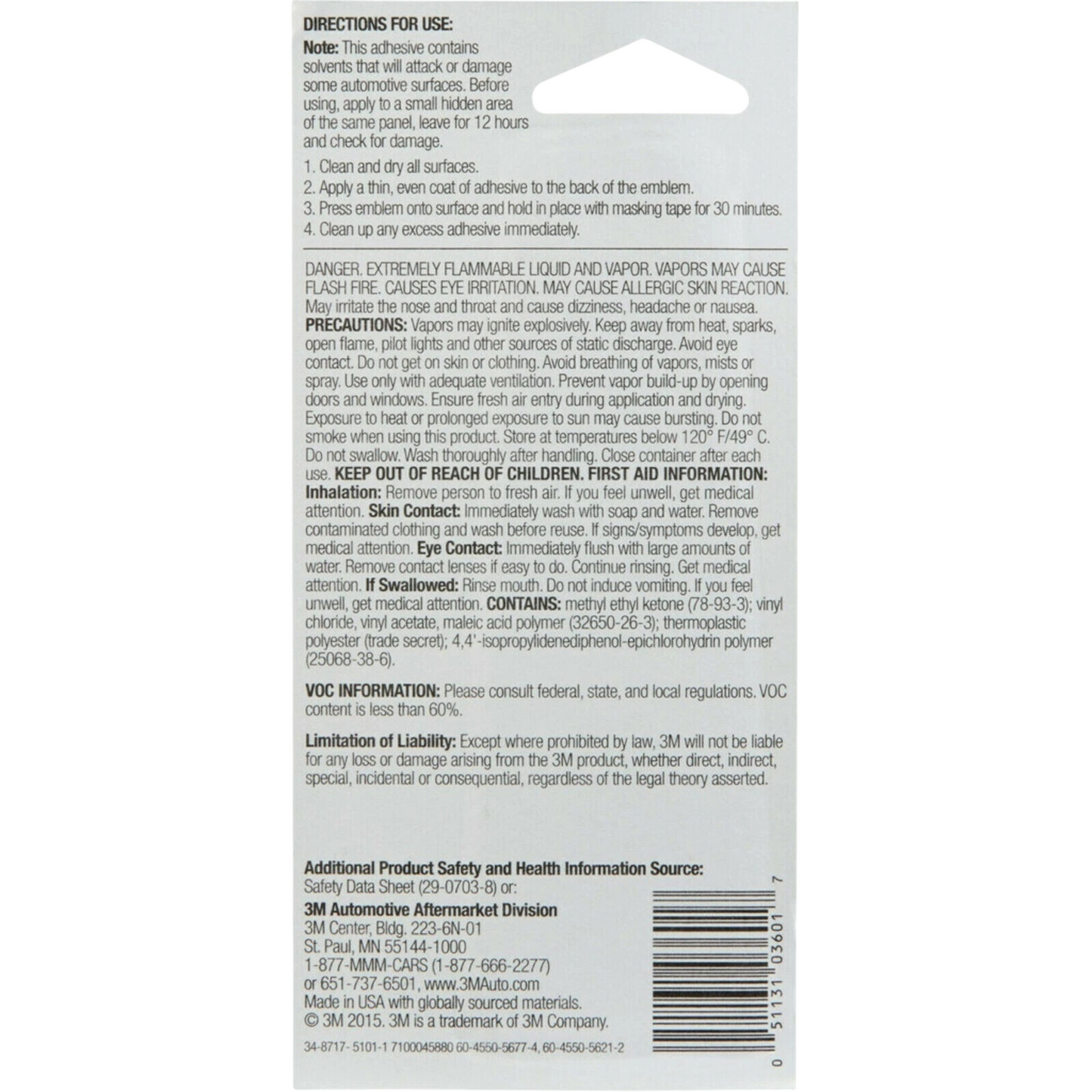 3M: 03601 - Plastic Emblem and Trim Adhesive, 1 fl oz