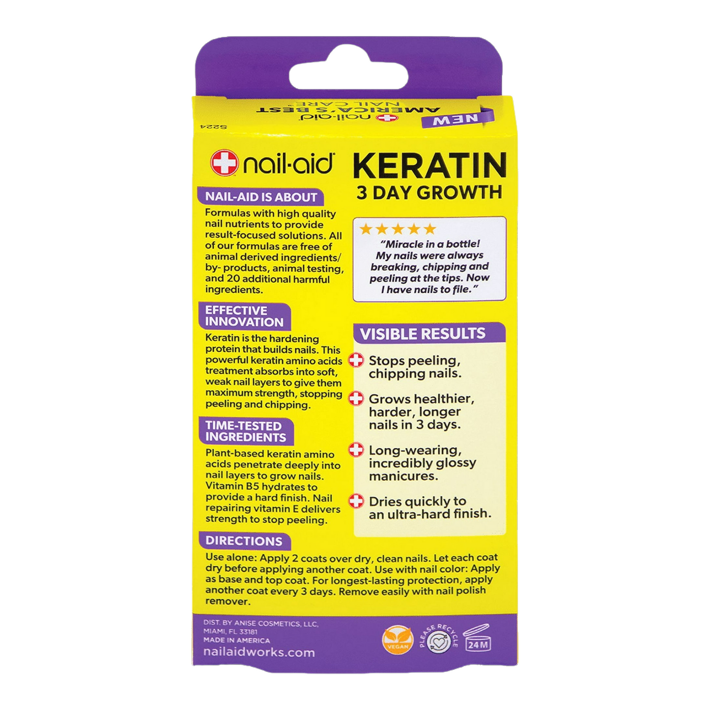 Nail-Aid Keratin 3 Day Growth Nail Treatment & Strengthener, 0.55 fl oz