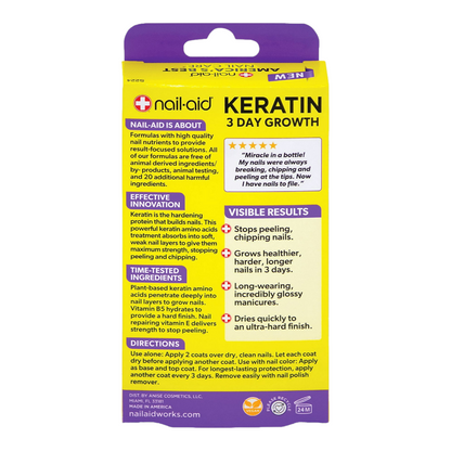 Nail-Aid Keratin 3 Day Growth Nail Treatment & Strengthener, 0.55 fl oz