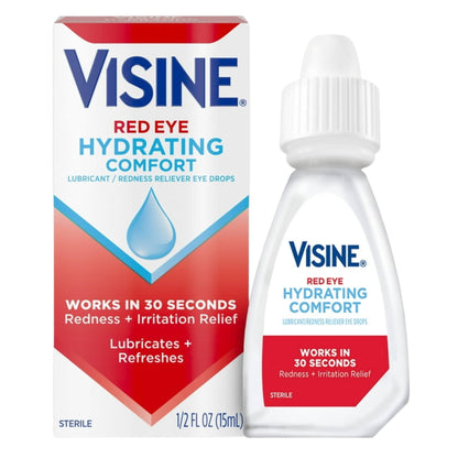 Visine Red Eye Hydrating Comfort Redness Relief and Lubricant Eye Drops, 0.5 fl. oz