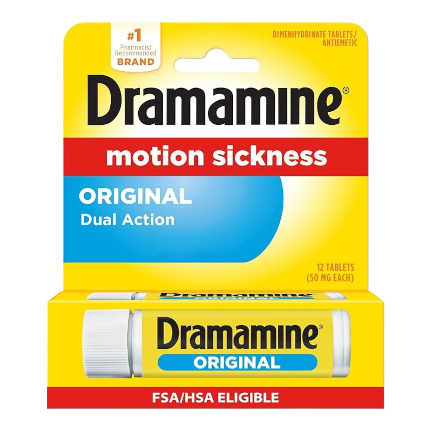 Dramamine Original Motion Sickness Relief Dual Action, 12 Count