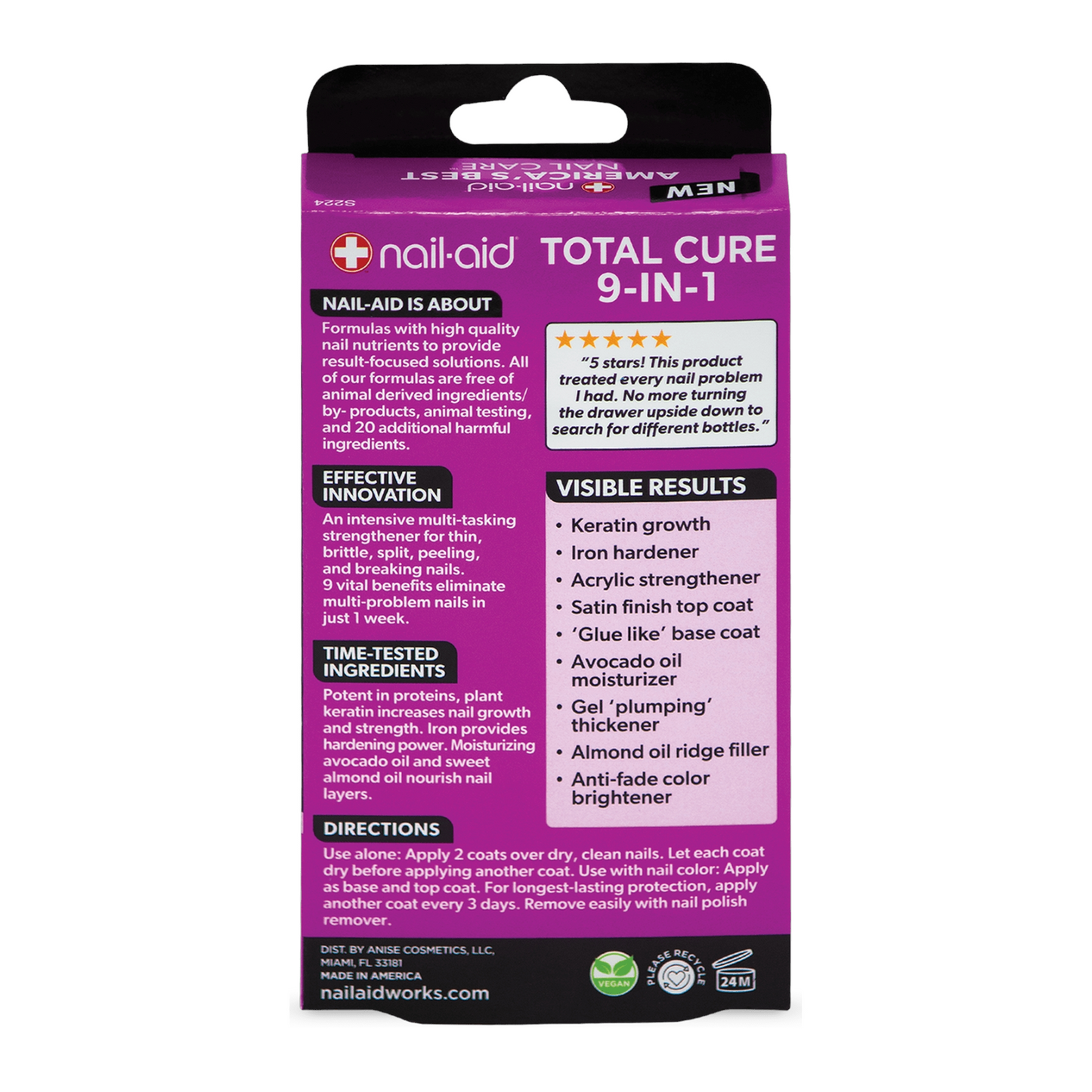 Nail-Aid - Total Cure - 9 Benefits in 1 Nail Treatment & Strengthener, 0.55 fl oz