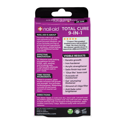 Nail-Aid - Total Cure - 9 Benefits in 1 Nail Treatment & Strengthener, 0.55 fl oz