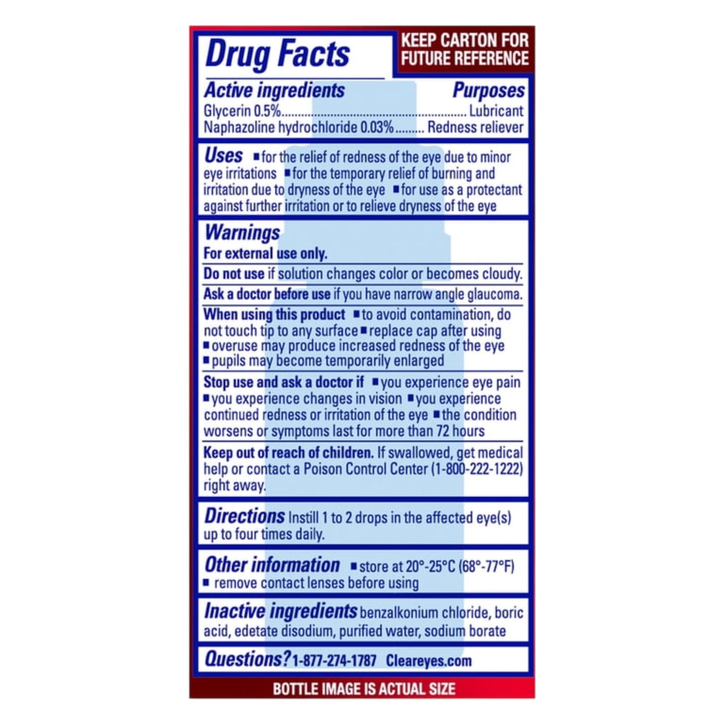 Clear Eyes Maximum Red Eye Relief Lubricant Eye Drops, Daily Use, 0.5 fl oz.