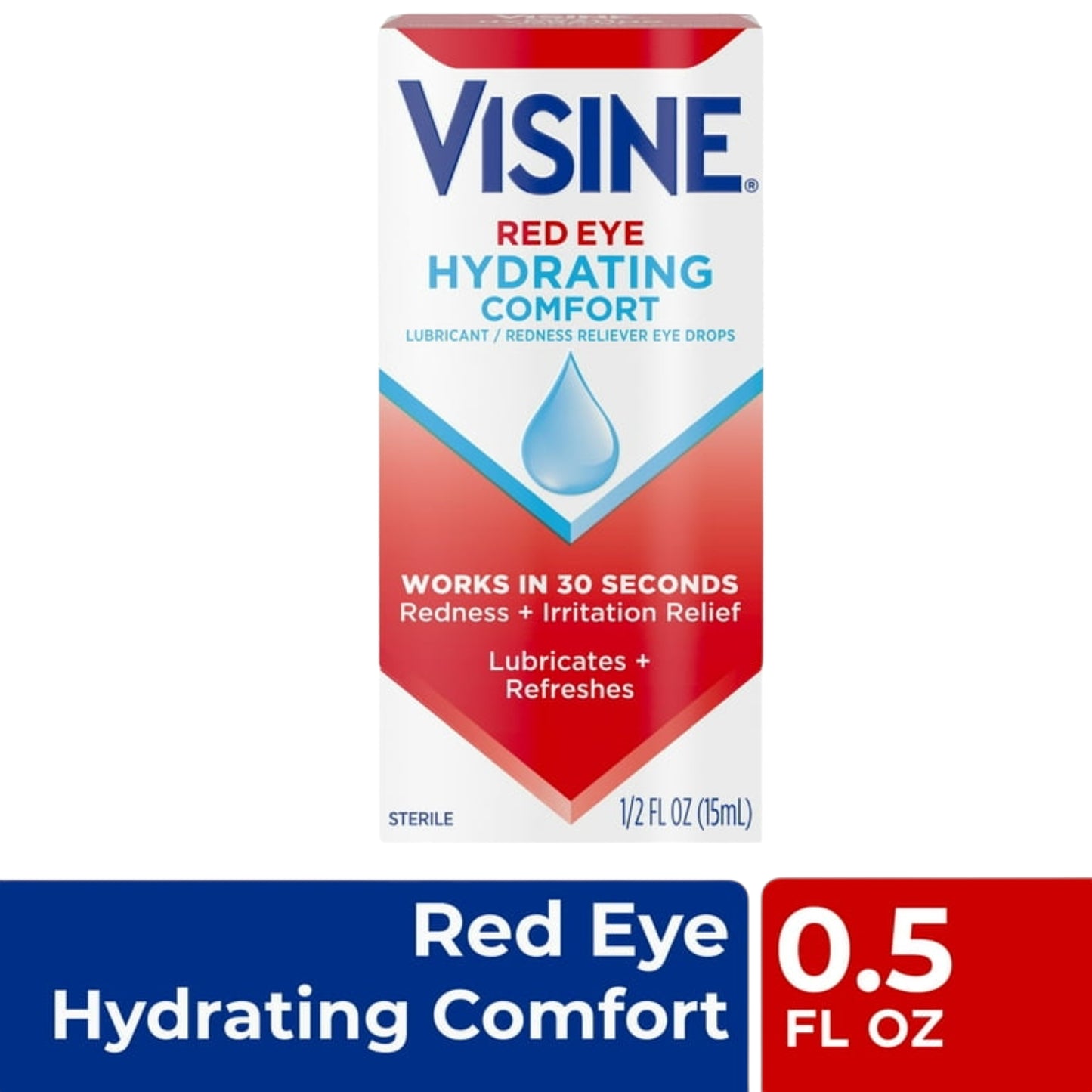 Visine Red Eye Hydrating Comfort Redness Relief and Lubricant Eye Drops, 0.5 fl. oz