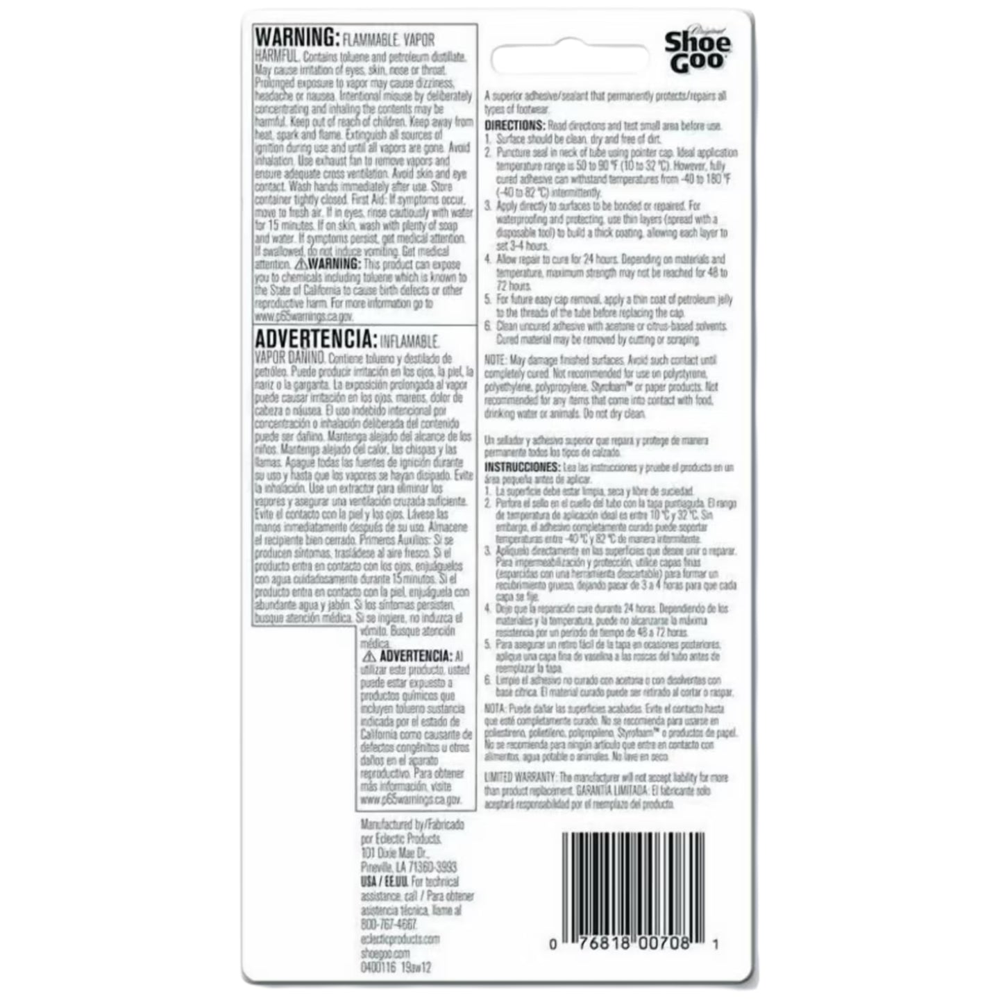 Shoe Goo - Adhesive Glue, Clear Adhesive Repair for Shoes, 3.7 fl. oz.